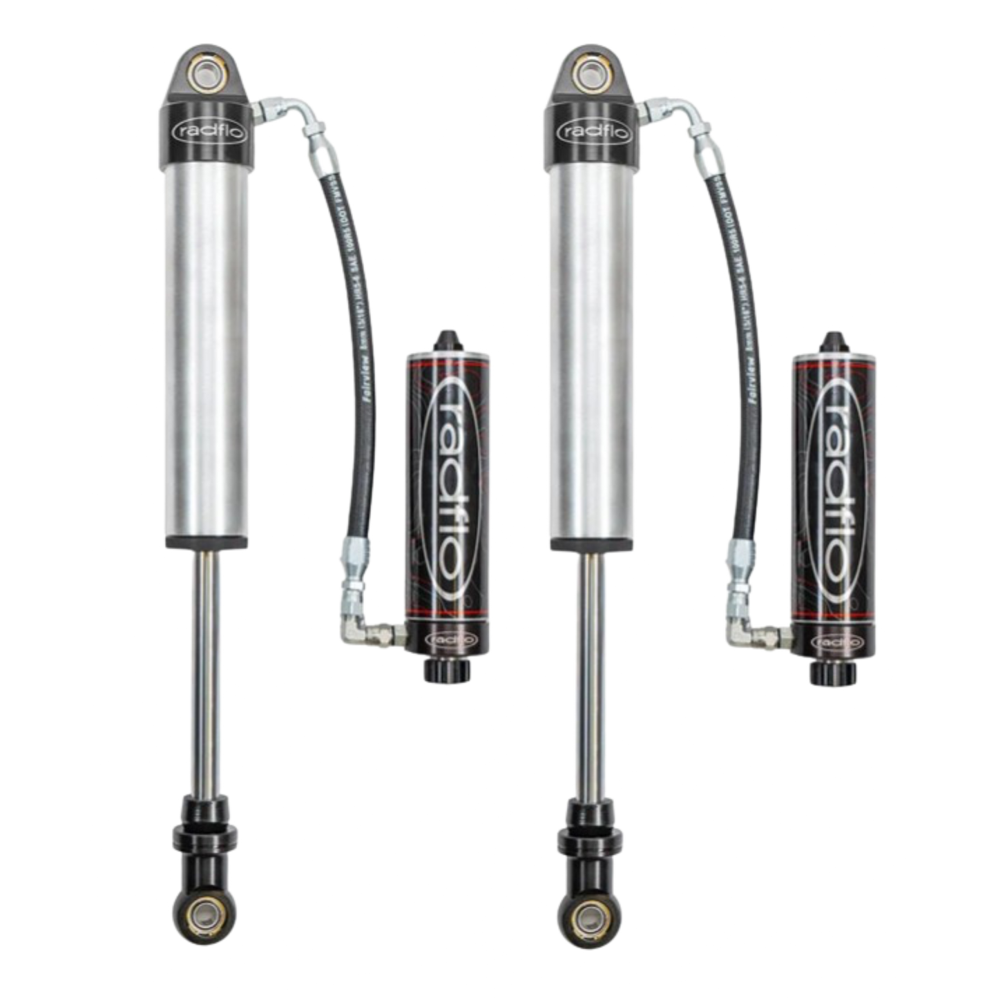 Radflo 2.5" Body Rear Shock Absorbers | External Reservoir | Dampening Adjustment Knobs | for 0-2" Rear Lift Height | Nissan Titan
