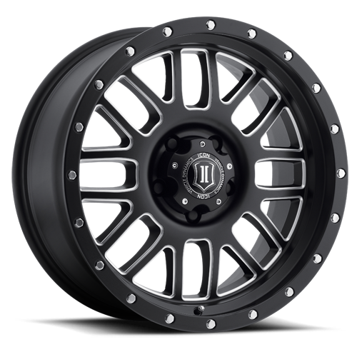 Icon Alloys | Alpha | Black w/Machined Windows and Black Ring | 20 x 9 | +16mm Offset