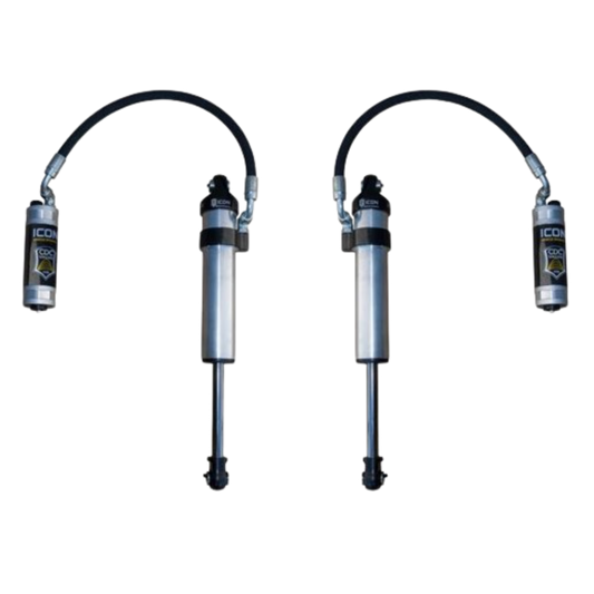 Icon | 2.5" Body | Front Stock Width Remote Reservoir W/Dampening Knobs | Secondary Shocks | (2003-2023) Toyota 4-Runner, (2005-2023) Toyota Tacoma, or (2007-2024) Toyota FJ Cruiser | 59702CP-CB